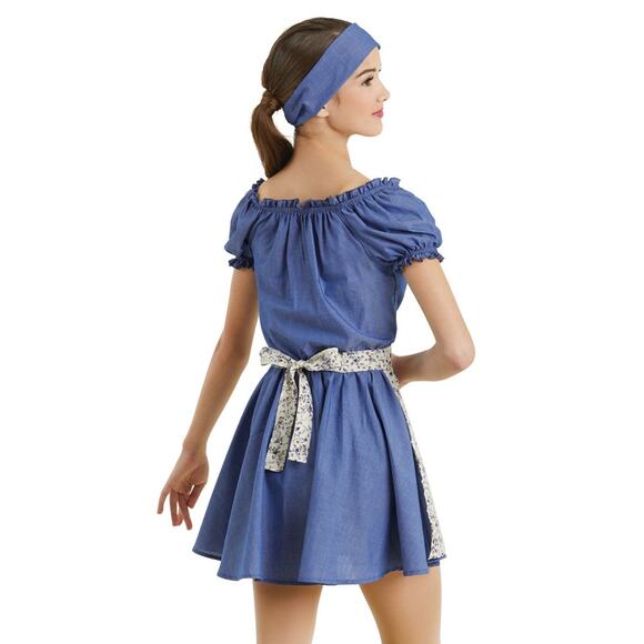 Dance Costume Weissman 11280 XL Child Blue Jazz Annie Cinderella Maid Musical - Picture 2 of 3